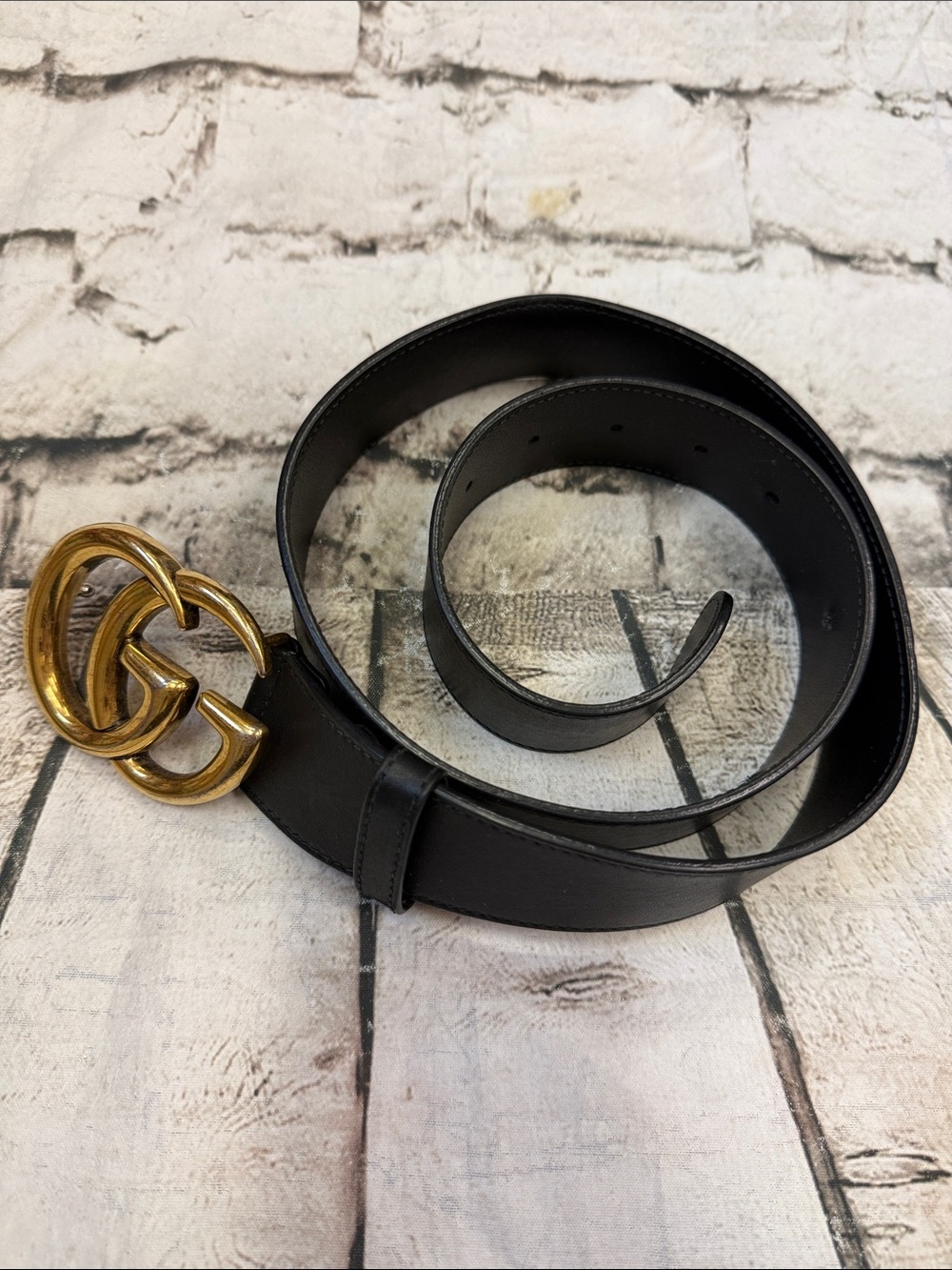 GUCCI GG Marmont Belt Black Leather Gold Buckle Size 80/32 - Picture 12 of 12